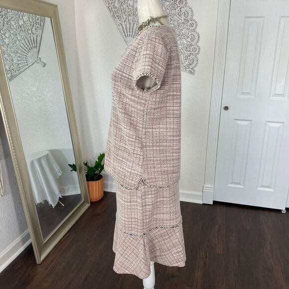 Max Studio Preppy Matching Pink White Tweet 2 Piece Set Skirt And Blouse Top M - Picture 5 of 8